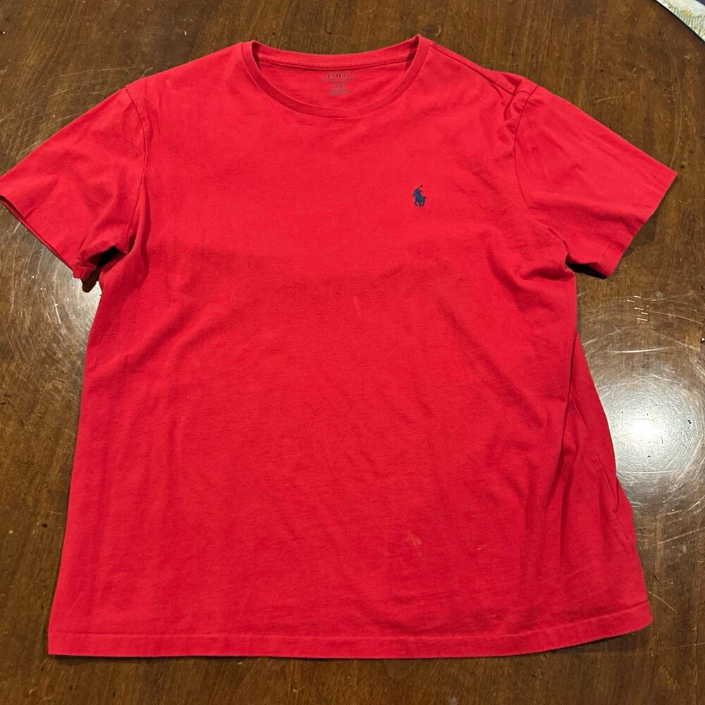 Polo Ralph Lauren Men's Red Pony Logo T-Shirt L Crew Neck Short Sleeve